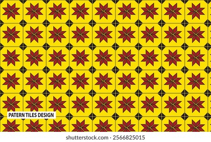 Premium Colorful Tiles Pattern Design with vector on Red and Yellow Colour Background.