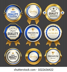 Premium Commercial golden red badge labels collection,vector illustration