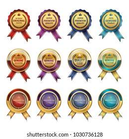 Premium Commercial golden red badge labels collection,vector illustration