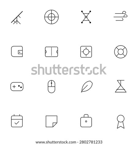 Premium commercial line icon set containing sixteen unique clean minimalist linear vector UI elements for modern app design and digital business solutions.