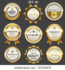 Premium commercials golden badge collection, vector illustration