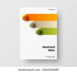 Plantilla vectorial de diseño de folletos de la empresa premium. Ilustración moderna del folleto de bolas 3D.