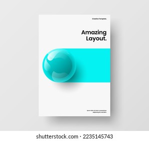Premium company cover A4 vector design illustration. Abstract realistic spheres leaflet template.