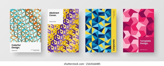 Premium-Firmenidentität A4 Vektorgrafik-Kollektion. Modernes Mosaik-Hexagons-Präsentationsgeschenk-Paket.