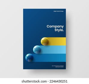 Premium company identity A4 vector design layout. Modern 3D spheres flyer template.