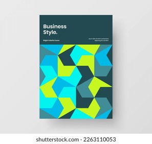Premium company identity A4 vector design layout. Creative geometric hexagons catalog cover illustration.