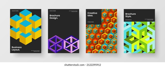 Premium Corporate Identity Design Vektor Layout Bundle. Einzigartige Kollektion von Mosaikfliesen mit Plakatwänden.