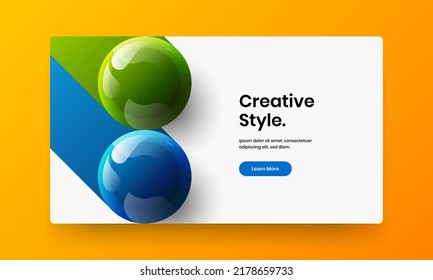 Premium company identity design vector layout. Vivid 3D spheres leaflet concept.