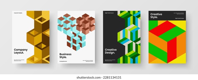 Colección de plantillas vectoriales de diseño de identidad de empresa premium. Resumen de la composición de la ilustración de portada corporativa de mosaico.