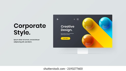 Premium computer display mockup site concept. Amazing website design vector illustration.