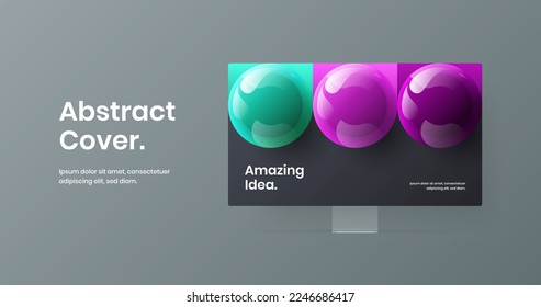Premium computer display mockup site illustration. Modern web banner design vector template.