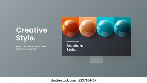 Premium computer monitor mockup presentation concept. Original site screen vector design layout.