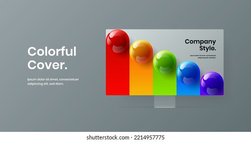 Premium computer monitor mockup web project illustration. Clean banner vector design layout.
