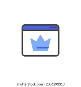 Premium content line icon. linear style sign for mobile concept and web design. Website with crown outline vector icon. Symbol, logo illustration. Vector graphics