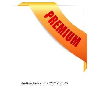 Premium corner ribbon, abstract web design element on white background