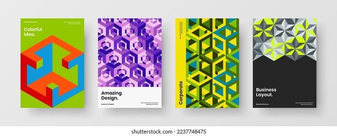 Paquete de concepto de vector de diseño de folletos corporativos premium. Composición original de la plantilla de la portada del diario de patrones geométricos.