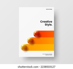 Premium Corporate Broschüren Design, Vektorgrafik. Erstaunlich realistisches Sphären-Titelkonzept des Magazins.