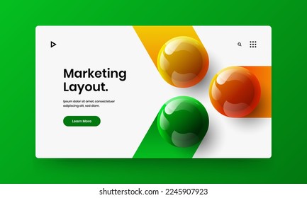 Premium Corporate Broschüren Design, Vektorgrafik. Einzigartiges 3D-Sphären-Weblayout.