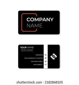 Premium Corporate Business Card Print Template. Vector Illustration. Black,white and orange colored.