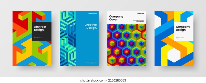 Premium corporate cover A4 vector design template set. Amazing geometric pattern presentation illustration collection.