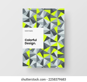 Premium corporate identity A4 vector design concept. Colorful mosaic pattern annual report illustration.