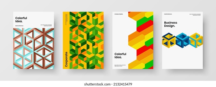 Conjunto de concepto de vector de diseño de identidad corporativa premium. Paquete de plantillas de banner de hexágonos de mosaico minimalista.