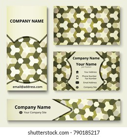 Premium corporate identity mock-up of banner, business and invitation cards of green shades. Professional branding design kit. Stationery set