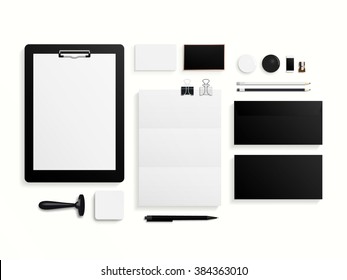 Premium corporate identity template set. Business stationery. Set of envelope, card, folder, etc. Vector illustration.