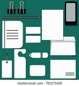 Premium corporate identity template set. Business stationery mock-up with logo template. Set of envelope, card, folder, etc. Vector illustration. eps 10