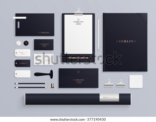 Premium Corporate Identity Template Set Business Briefpapier Stock Vektorgrafik Lizenzfrei