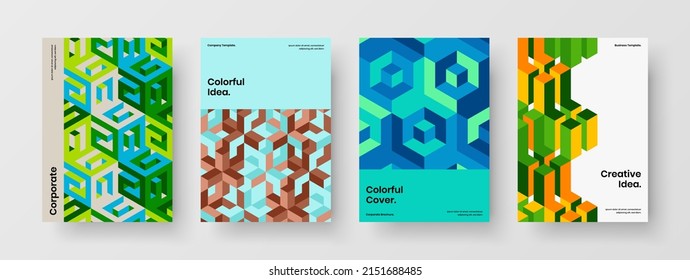 Colección de ilustraciones de diseño de vectores de identidad corporativa premium. Limpiar conjunto de plantillas de postales de fichas geométricas.