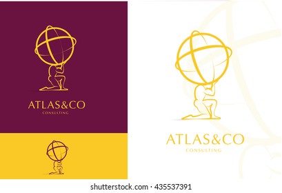 PREMIUM CORPORATE VECTOR LOGO / ICON DESIGN , ATLAS HOLDING THE WORLD 