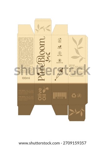Premium Cosmetic Packaging Design Template for Oils, Shampoos, Creams, Perfumes, Balms and Carton Cut Layouts Modern Brand Label and Box Mockup Artwork