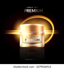Premium Cosmetics, face cream for beauty. Vector illustration of realistic 