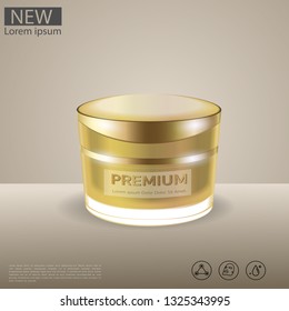 Premium Cosmetics, face cream for beauty. Vector illustration of realistic