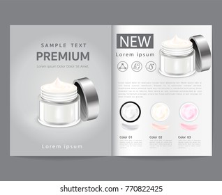 Premium Cosmetics, face cream for beauty. Creamy, creamy, creamy mask with sparkling pearls. Vector illustration of realistic 3D gold.