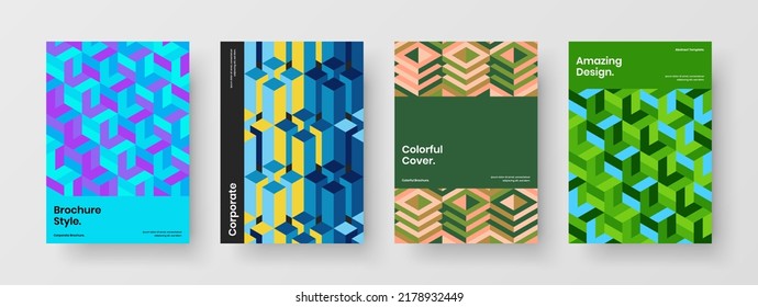 Premium cover A4 vector design template bundle. Original geometric pattern front page concept collection.