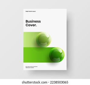 Premium cover A4 vector design layout. Colorful realistic balls presentation illustration.