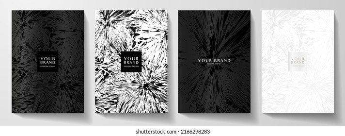 Premium cover design set. Abstract background with line pattern. Vector in black, white colours for business background, brochure template, planner, flyer a4, music poster