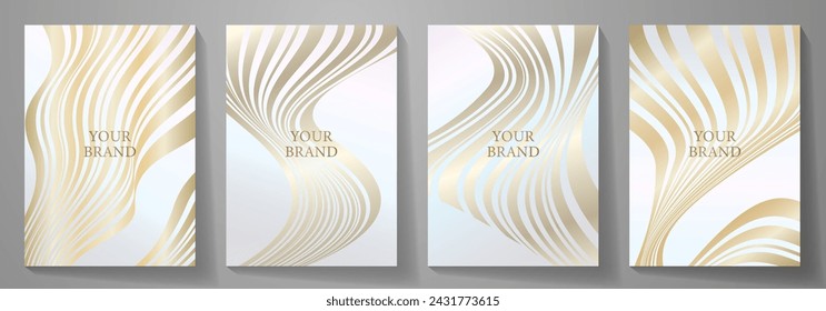 Diseño de portada premium con líneas doradas y degradado. Diseño elegante de la cubierta de fondo, invitación, póster, flyer, tarjeta de boda, invitación de lujo, vale prestigioso, catálogo, folleto. Fundas de lujo.