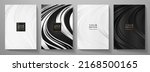 Premium cover design set. Wavy background with line pattern (wavy curves). Luxury vector in black, silver, white colours for business background, sport brochure template, planner, flyer a4, music post