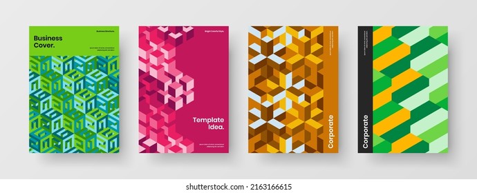 Composición del concepto de diseño de vectores de portada premium. Conjunto de diseño de rótulos de formas geométricas vívidas.