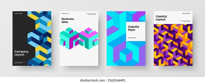 Premium cover vector design illustration collection. Colorful geometric hexagons placard layout set.