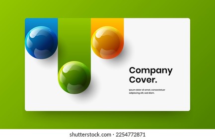 Premium-Cover-Vektordesign-Vorlage. Minimalistische 3D-Bälle Handschriftengrafik.