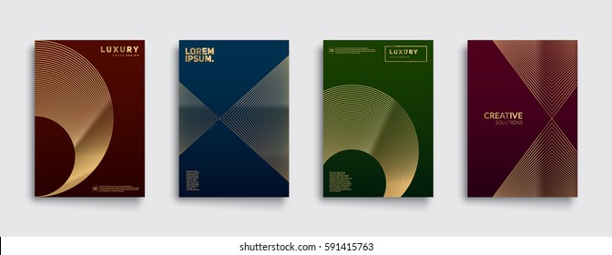 Premium Covers with gold line shapes. Applicable for Banners, Placards, Posters, Flyers etc. Eps10 vector template.