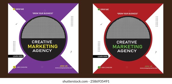 Premium Creative Business Agency Social Media Post.Creative digital Marketing agency social media post template design. Banner promotion. Corporate advertising.