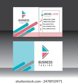 Premium creative modern business card template design.Blue and white business card vector template.