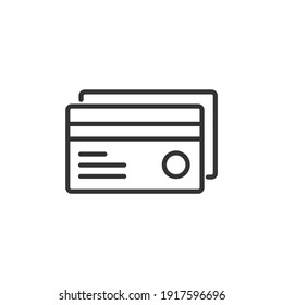 Premium credit card icon or logo in line style. High quality sign and symbol on a white background. Vector.