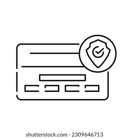 Premium credit card with safety symbol icon in line style, data Security vector line icons.