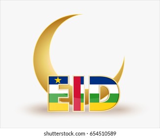 premium crescent moon with African Republic flag for islamic eid festival